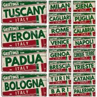 Artisian ITALY License Plate Landmark Metal Sign City State Decorative Plaque Wall Decor Garage Bar Pub Club Hotel Cafe Kitchen  Power Points  Switche