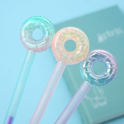 12Pcs/Bulk Creative Rainbow Glitter Pens Donut Cute School Funny Colored Ink Pen Crystal Kawaii Ballpoint Kawai Stationery Thing Pens