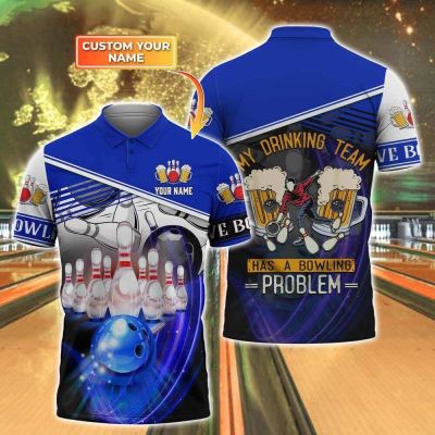 3D full print bowling and beer polo shirt with custom name-  six thousand eight hundred and twenty-four