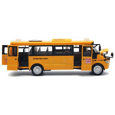 School Bus Toy Die Cast Vehicles Yellow Large Alloy Pull Back 9 Play Bus with Sounds and Lights for Kids