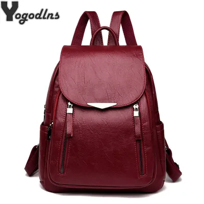 Womens Backpack 2022 Travel Large Backpack PU Leather Handbag Schoolbag For Girls Womens bag Female Shoulder Back mochila