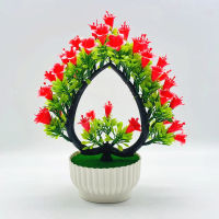 Artificial Flowers Plant Within Pot  Heart-shaped Lily Bonsai Artificial Flower Potted, For Home Wedding Party Decoration Office Table Garden Outdoor Decor