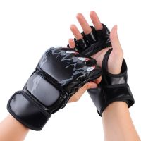 2023♚ Half Finger Boxing GlovesTiger Muay PU Leather MMA Fighting Kick Boxing Gloves Karate Muay Thai Training Workout Gloves