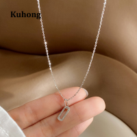 Kuhong สร้อยคอจี้เพทายแวววาวหรูหรา,สร้อยคอสำหรับผู้หญิงอุปกรณ์งานปาร์ตี้