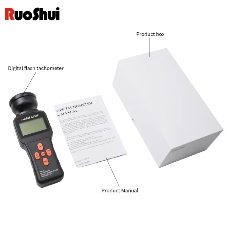 RuoShui Digital Stroboscope Tachometer 6238P LCD NonContact Flash