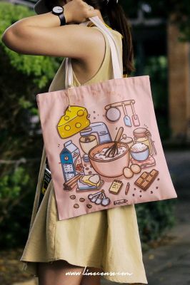 " Sweet at Home " Canvas tote bag กระเป๋าผ้าแคนวาส ลายทำขนม " Sweet at Home "