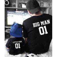 HOT★Tshirts BIG MAN 01 &amp; LITTER MAN 01 Tshirt สำหรับครอบครัวพ่อ Son ผ้าฝ้ายผ้าฝ้ายดูเด็กเด็กสั้นเสื้อผ้า