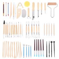 61PCS Ceramic Clay Tools Set Polymer Clay Tools Pottery Tools Set Wooden Pottery Sculpting Clay Cleaning Tool Set