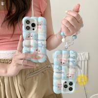 For เคสไอโฟน 14 Pro Max [Cute Cat Blue Star 3D Grids] เคส Phone Case For iPhone 14 Pro Max Plus 13 12 11 For เคสไอโฟน11 Ins Korean Style Retro Classic Couple Shockproof Protective TPU Cover Shell