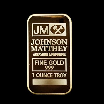 Johnson Matthey JM Bullion Coin แกนทองเหลือง1ออนซ์ตราแท่งโลหะชุบทอง24K บาร์ตกแต่งขนาด50มม. X 28มม. ส่วนลดครั้งใหญ่2ชิ้น
