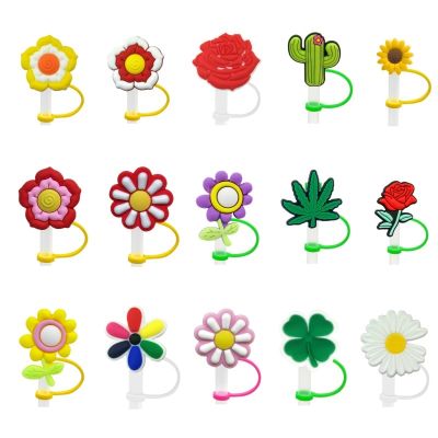 8PCS PVC Plant Clover Straw Topper Birthday Party Drink Preventing Spillage Plastic Straw Dust Cover Creative Cup Decoration