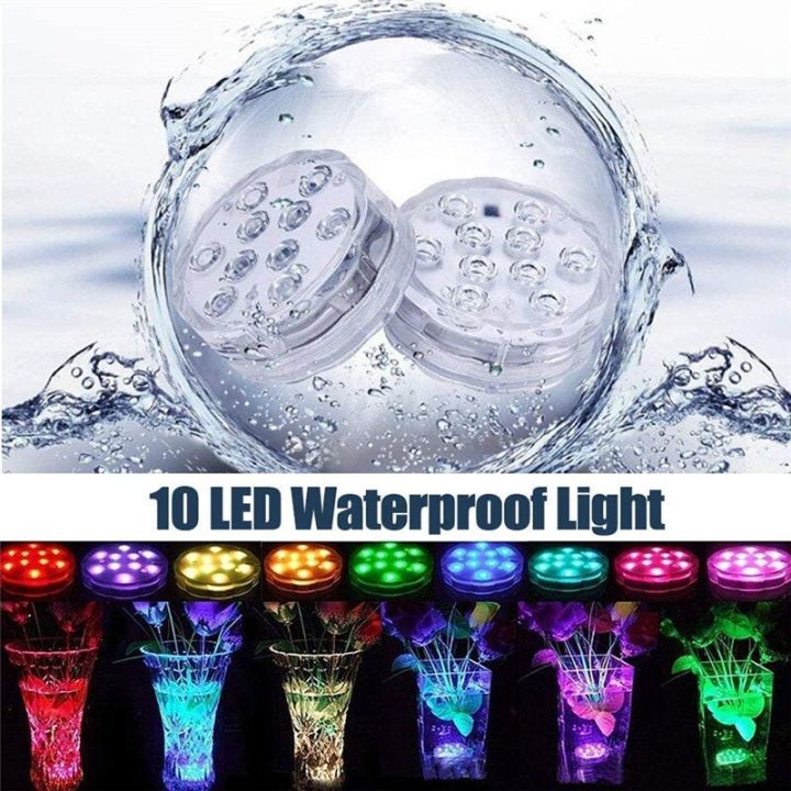 10แอลอีดีอาร์จีบีไฟ-led-ใต้น้ำใต้น้ำไฟกลางคืนกลางแจ้งสระว่ายน้ำแสงแสงสีชาแจกันบ่อตกแต่งงานปาร์ตี้งานแต่งงาน