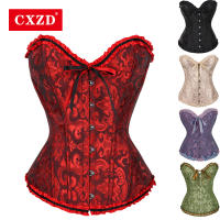 CXZD Overbust Corset เซ็กซี่ลูกไม้ Plus ขนาดเร้าอารมณ์ดอกไม้ผู้หญิง Bustier Corset ชุดชั้นในผ้า Victorian แฟชั่น DropShipping