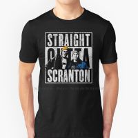 Top Tees Straight Outta Scranton T Shirt ผ้าฝ้าย100 Hiphop The Electric City Dwight Schrute Dunder Mifflin Michael The