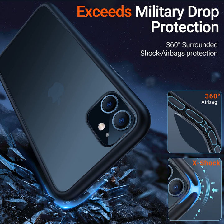 torras-shockproof-designed-for-iphone-11-case-6ft-military-grade-drop-protection-semi-clear-hard-back-with-silicone-bumper-slim-iphone-11-phone-case-protective-case-iphone-11-6-1-frost-black