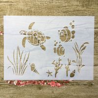 A4 29*21 ซม.เต่าปลาทอง DIY Stencils ภาพวาดสมุดภาพระบายสี Embossing Album การ์ดกระดาษตกแต่งแม่แบบ-LUIZU STORE