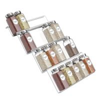 4-Tier Drawer Spice Organizer Expandable Acrylic Spice Rack Tray Seasoning Bottle Storage Rack Kitchen Pantry Organization Shelf