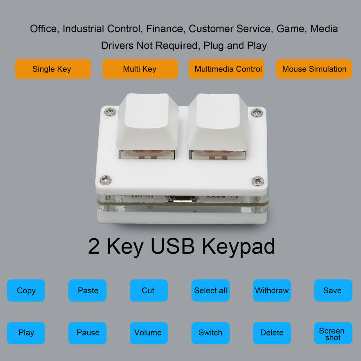 แป้นพิมพ์เกมคีย์2ปุ่มแบบตั้งโปรแกรมได้แป้นพิมพ์ขนาดเล็กสำหรับการเดินทาง