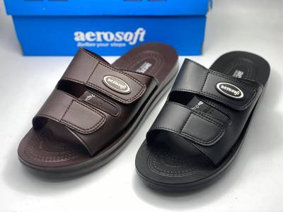 Aerosoft แอโร่ซอฟ รองเท้าแตะผู้ชาย รหัส MA 4141 สีดำ สีน้ำตาล เบอร์ 39-44 สินค้าพร้อมส่ง
