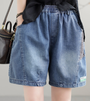 Women Wide Leg Shorts Jeans Pants Femme High Waist Vintage Patchwork Ripped Distressed Denim Shorts Harem Pants Streetwear Oversized