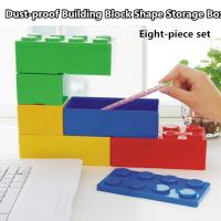 1 set 8pcs Creative Storage Box Building Block Shaped Plastic Saving Space Box Super Imposed Desktop Handy Office House Keeping