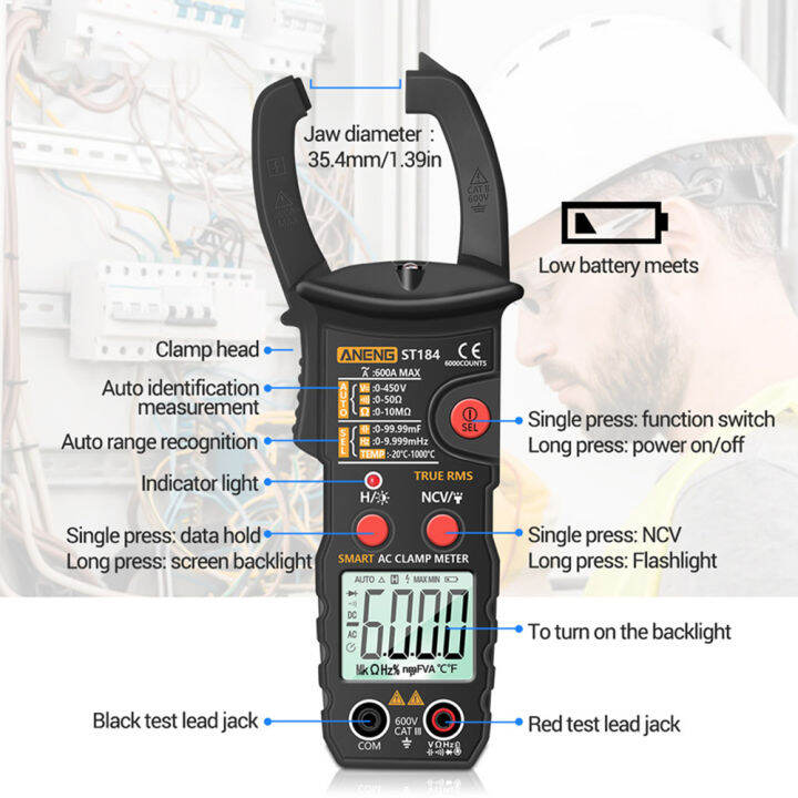 st184-ดิจิตอลแคลมป์มิเตอร์มัลติมิเตอร์-true-rms-ac-dc-เครื่องทดสอบกระแสไฟฟ้า