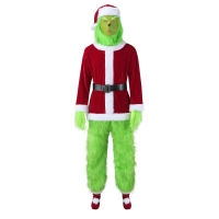 เสื้อผ้าคอสเพลย์คริสต์มาส Santa geek Green Hairy PARTY Performance เครื่องแต่งกายหน้ากาก Xmas ผู้ใหญ่ชุดซานตาคลอส Halloween