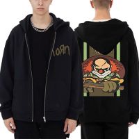 Rock Singer Band Korn Graphic Zipper Hoodie Tops Mens Hip Hop Cotton Zipper Sweatshirt Male Vintage Harajuku Zip Hoodies Size XS-4XL