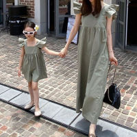 MILANCEL 2021 Summer New Family Matching Outfits Mother Kids Overalls Puff Sleeve Shorts Loose Family Look