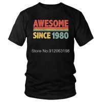 Since Awesome 1980 T-Shirts Men Streetwear T Shirt Short Sleeve Vintage Retro Style Born In 1980 Gift Tshirts Cotton Tee Tops 4XL 5XL 6XL