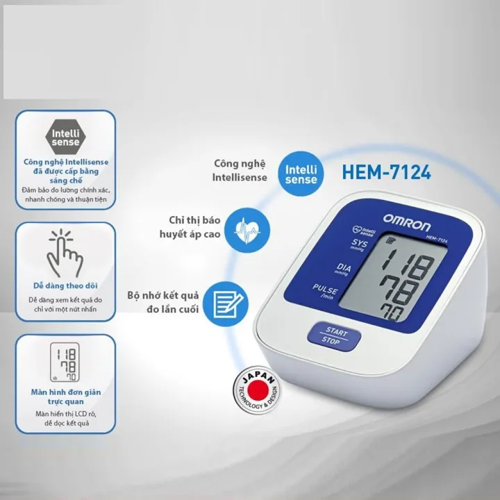 [HCM] Máy Đo Huyết Áp Tự Động HEM-7124 TIÊU CHUẨN Đo huyết áp bắp tay chính xác và thoải mái với Công nghệ IntelliSense tiên tiến.