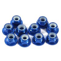 Hex Self-Lock Nuts 10 PCS M3 Nut CNC อลูมิเนียม Flanged Nylon Lock Nut Self-Locking Metal Nuts Royal Blue