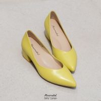 ?????????? รองเท้าส้นสูงหนังแกะแท้ รุ่น Sofia (Lemon) สูง 1.5 นิ้ว ส้นแบบ block-heel เดินได้มั่นคง ไม่ตกร่อง ทรงเพรียว