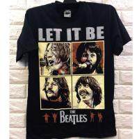 เสื้อผู้ชายแขนสั้นเสื้อสีดำวงร็อค Beatles เสื้อลำลอง