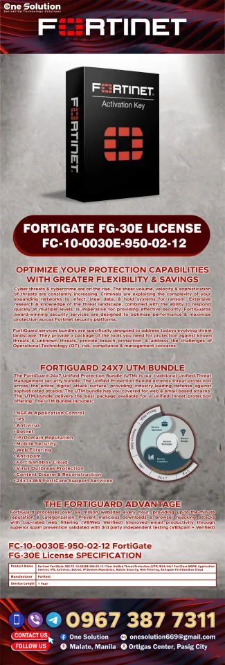 Fortinet FC-10-0030E-950-02-12  Fortinet FortiGate-30E 1 Year