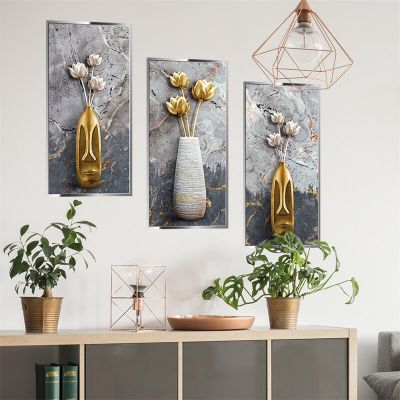 Fake 3d Vase Plant Wall Stickers Aesthetic Home Decor Adhesive Flower Wallpaper Living Room Bedroom Interior Decoration Sticker