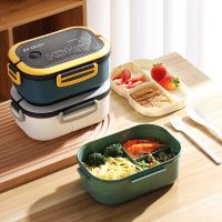 ❧☂ Lunch Box 2 Layers Grids Student Office Worker Microwave Hermetic Bento Box Outdoor Picnic Fruit Food Container with Fork Spoon