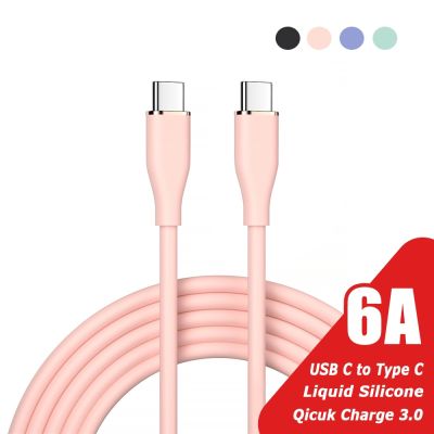 Chaunceybi 6A 60W Silicone USB C to Type Cable Fast Charging Data Cord for 13 POCO Oneplus