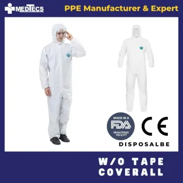 Medtecs Hazmat Suits - 6 Sizes Options Disposable Coveralls Suit, Medical  Protective Coverall PPE Hazmat Suits