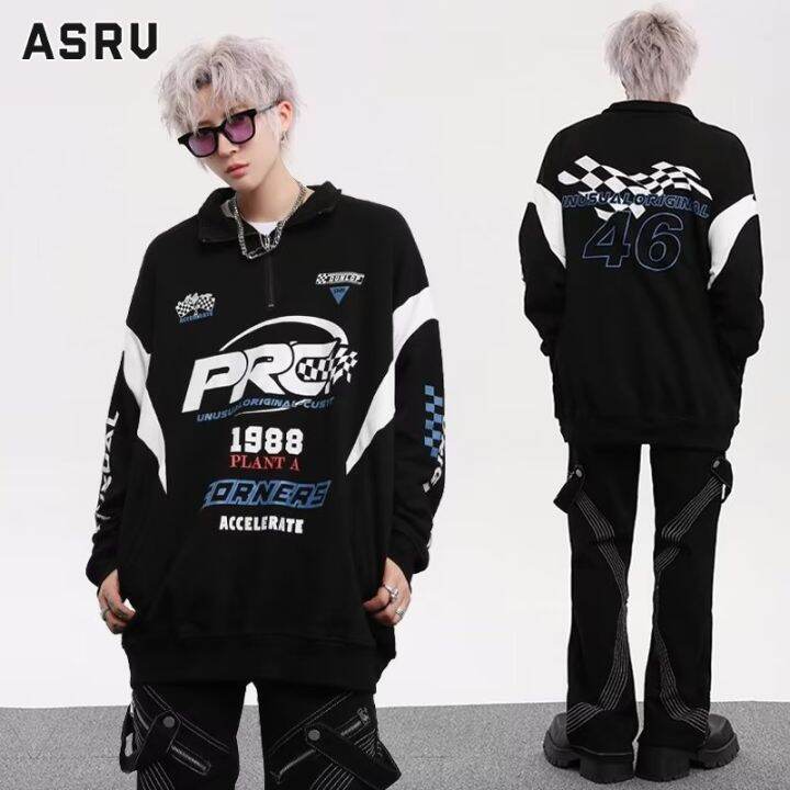 asrv-เสื้อฮู้ดชาย-เสื้อมีฮู้ดผู้ชาย-hoodie-เสื้อกันหนาว-ผู้ชาย-เสื้อสเวตเตอร์มีซิปครึ่งแขนของผู้ชายเสื้อคลุมวินเทจ