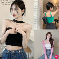 ?Korean Fashion?เสื้อผ้าร่องแบบสายคล้องคอแฟชั่น 3 สี