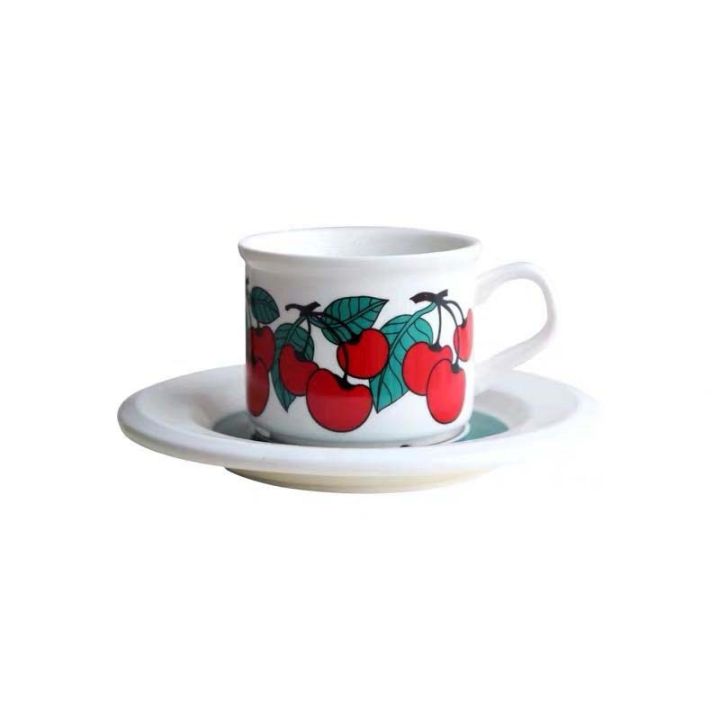 ins-finnish-same-style-middle-aged-flower-fairy-grass-cherry-ceramic-coffee-cup-saucer-hand-brewed-afternoon-tea