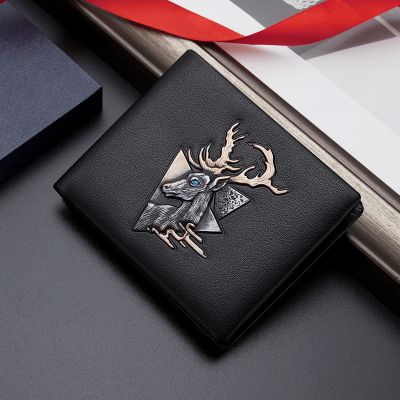 BISON DENIM 100 Genuine Leather Wallet Vintage Designer Card Holder Brand Luxury Cowhide Purse Wallet Best Gift for Men Women