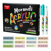 12/24color Brush Tips Morandi Colored Acrylic Paint Marker Set Art Marker Pen for Fabric Canvas Rock Ceramic Glass Mug Wood