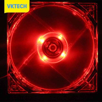 [Vktech] 120มม. พีซีคอมพิวเตอร์เคสใส Quad 4ไฟ LED CPU พัดลมระบายความร้อน12ซม