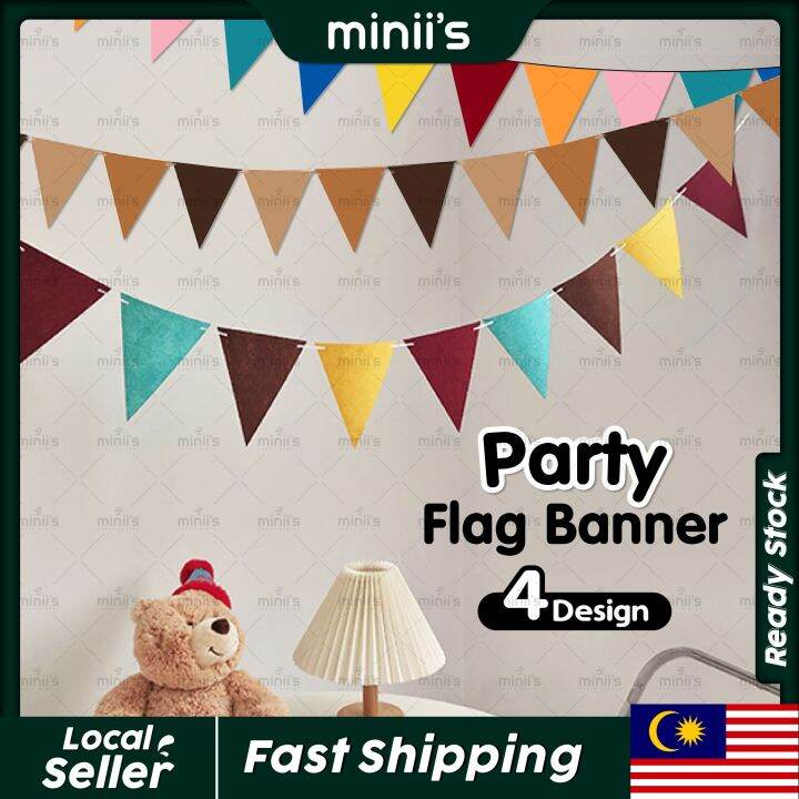 MINIIS PARTY Ins StyleTriangle Flag Party Flag Fabric Banner Triangle