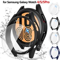 Case for Samsung Galaxy Watch 5 Pro 45mm Screen Protector Waterproof Glass Hard PC Bumper Cover for Galaxy Watch 5/4 44mm 40mm