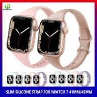 สายนาฬิกาซิลิโคนบางพื้นฐานสำหรับสายคาด Apple Watch 9 8 7 49มม. 45มม. 41มม. 44มม. 40มม. สายนาฬิกาข้อมือแนวสปอร์ตสายรัดข้อมือ Correa I Watch Series 6 5 4 SE 3 2 1 Ultra 2 49มม. 38มม. สาย42มม.