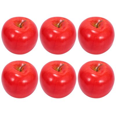 Decorative Artificial Apple Plastic Fruits Imitation Home Decor 6pcs Red