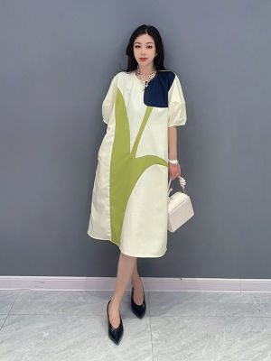 XITAO Dress Casual  Women Ontrats Color Patchwork Shirt Dress